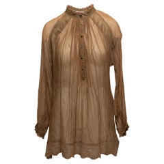 Minivestido de seda y mezcla de algodón marrón Pero Talla EU 36