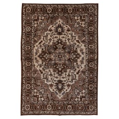 Antique Brown Persian Heriz Carpet