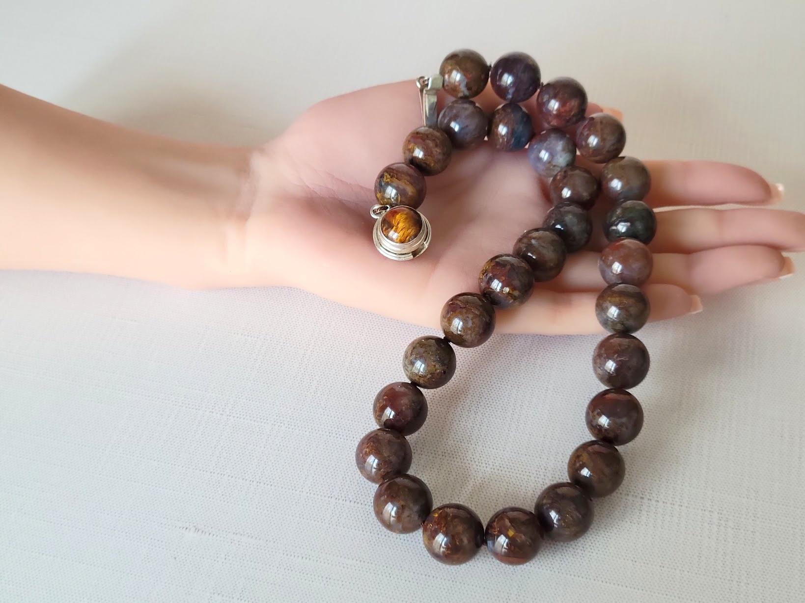 Brown Pietersite Knotted Necklace For Sale 6