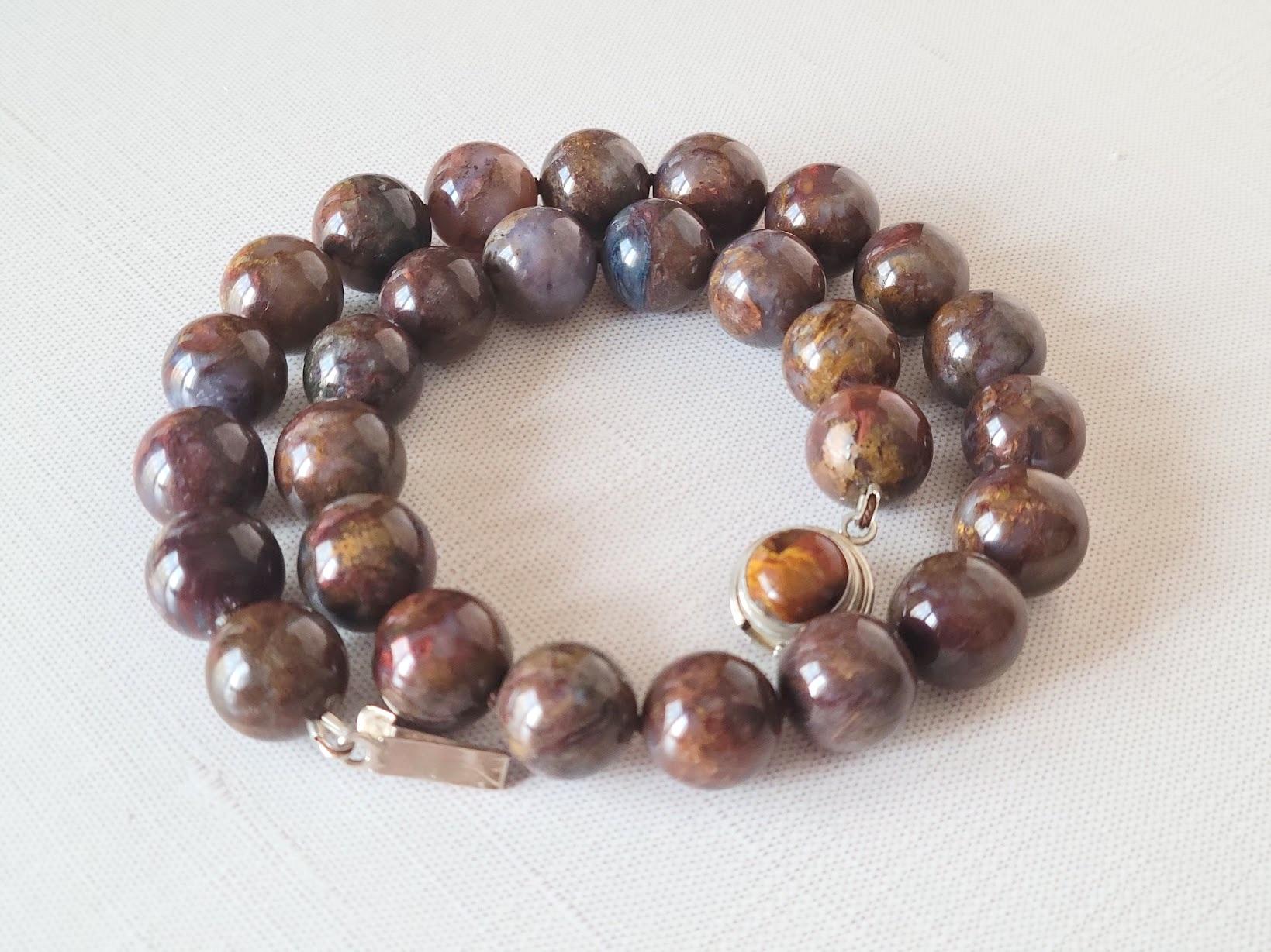 Bead Brown Pietersite Knotted Necklace For Sale