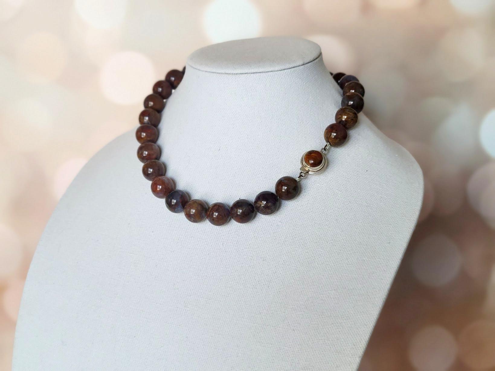 Women's Brown Pietersite Knotted Necklace For Sale