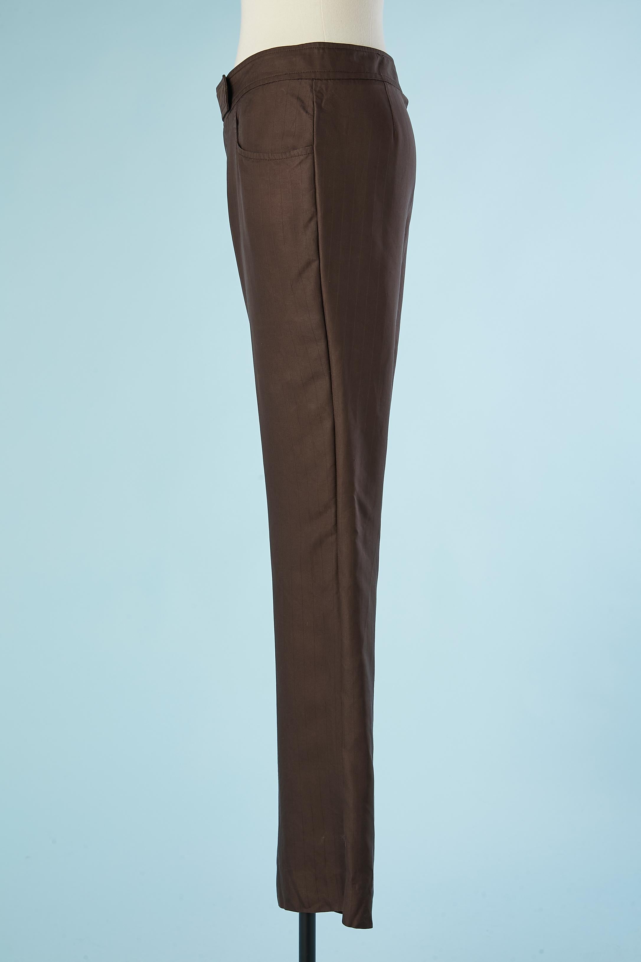 Brown pin-striped silk pant Gucci  In Excellent Condition For Sale In Saint-Ouen-Sur-Seine, FR