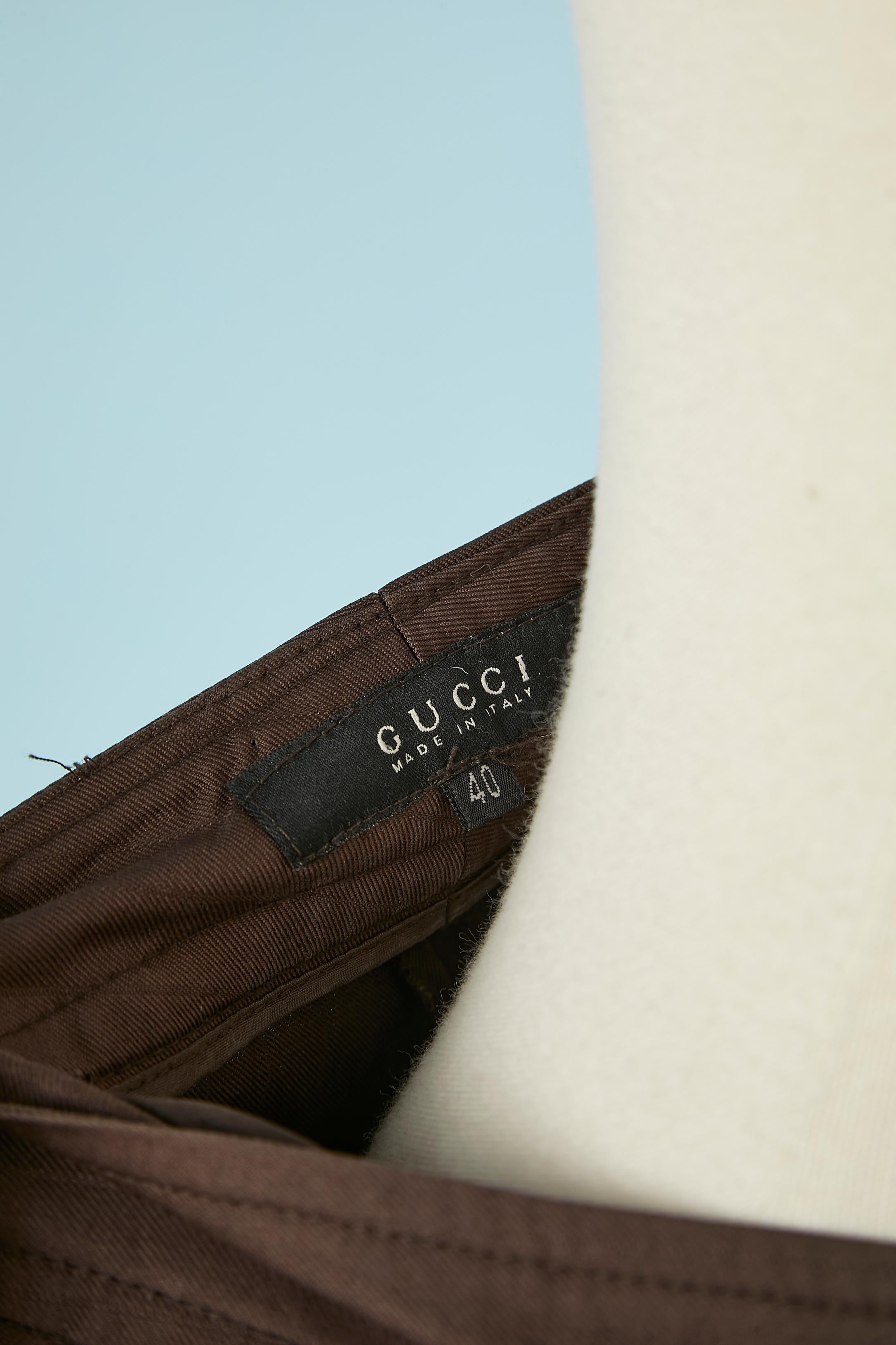 Brown pin-striped silk pant Gucci  For Sale 2