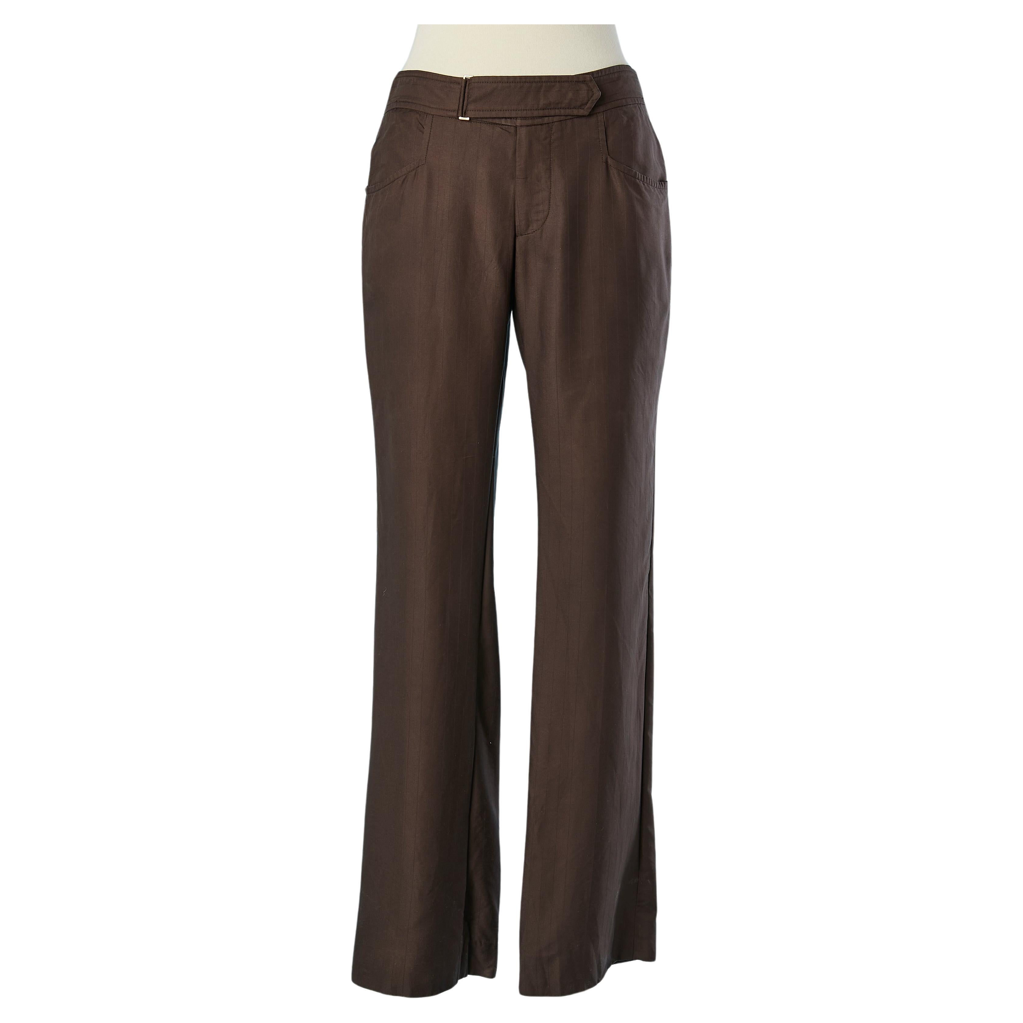 Brown pin-striped silk pant Gucci  For Sale