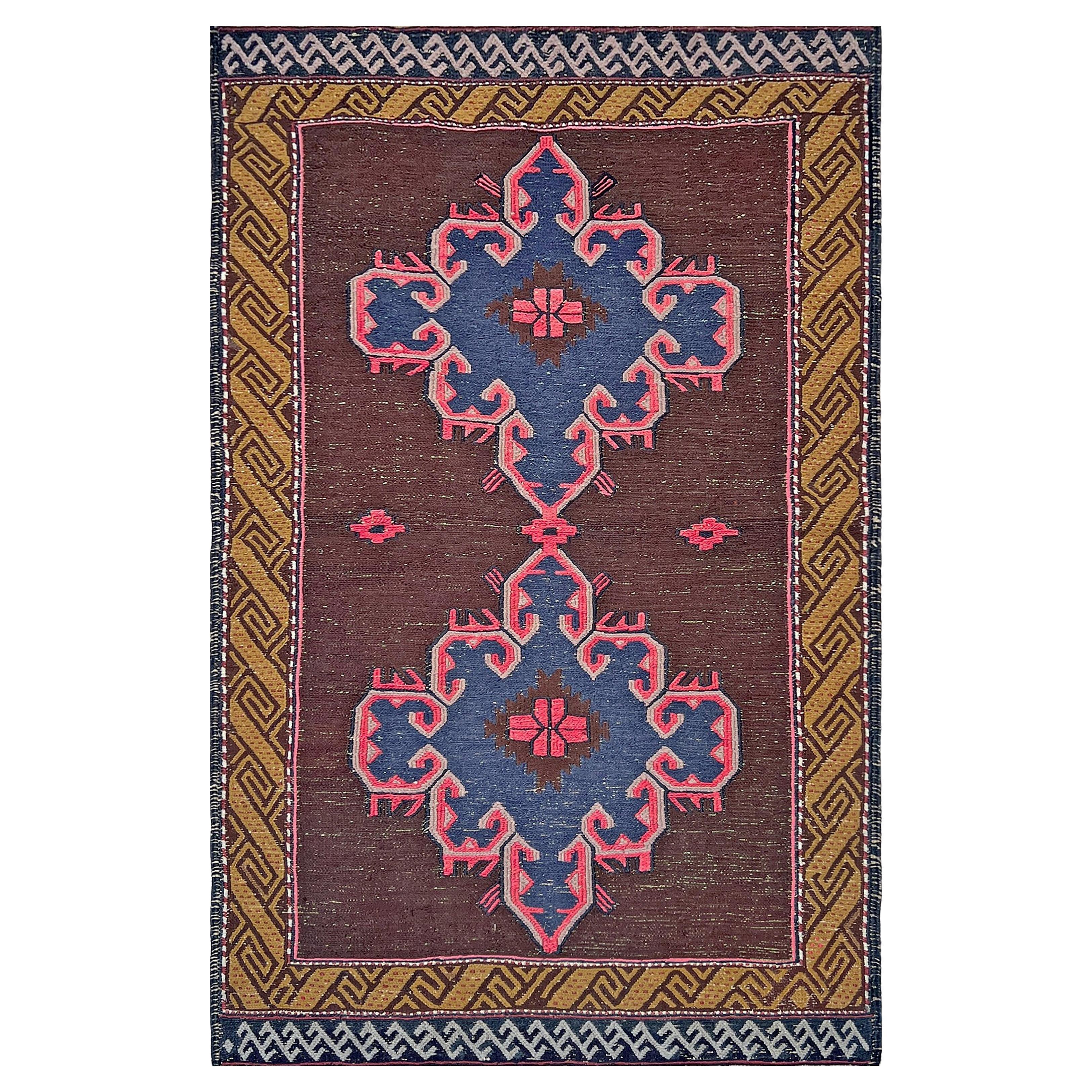 Braun & Rosa Soumak - • Vintage Turkish Flatweave Wool Rug (2′10″×4′5″) - • 1950s