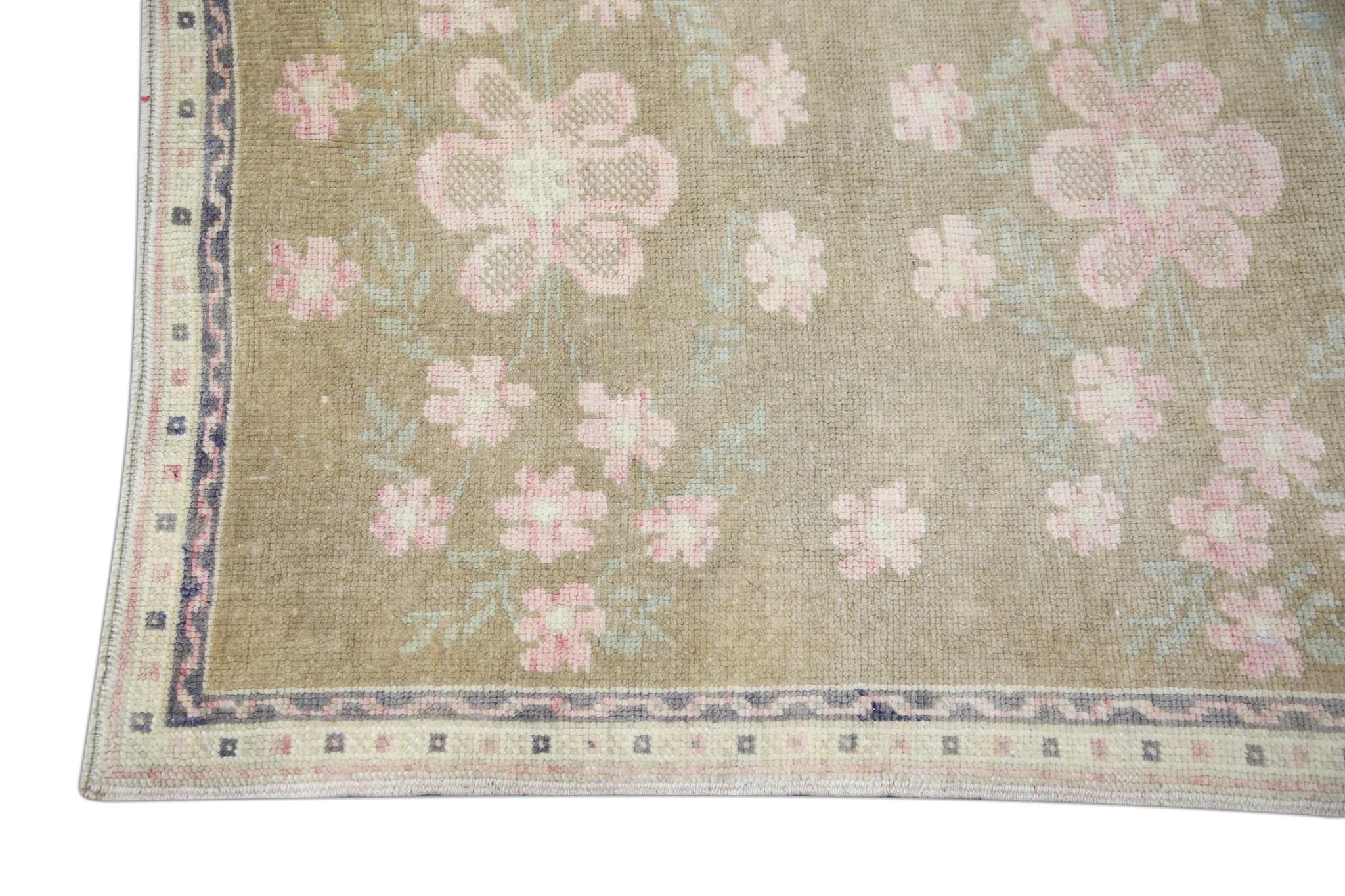 Tribal Brown & Pink Vintage Turkish Runner 3'2