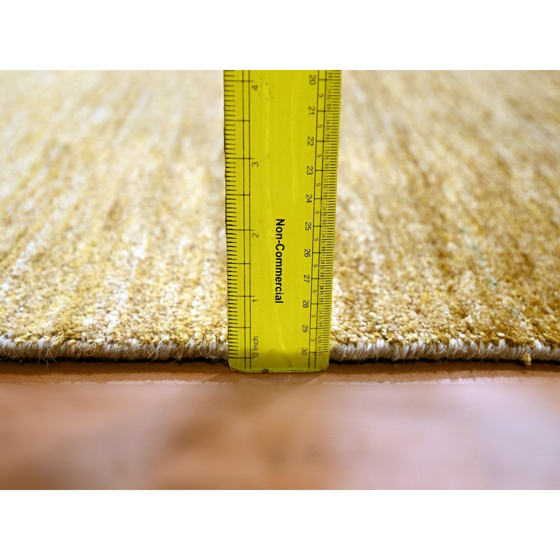 Brown Plain Solid Design Soft Pile Pure Sari Silk Hand Knotsted Rug 8'11