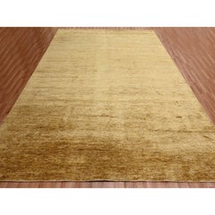 Brown Plain Solid Design Soft Pile Pure Sari Silk Hand Knotted Rug 8'11" x 12'1"