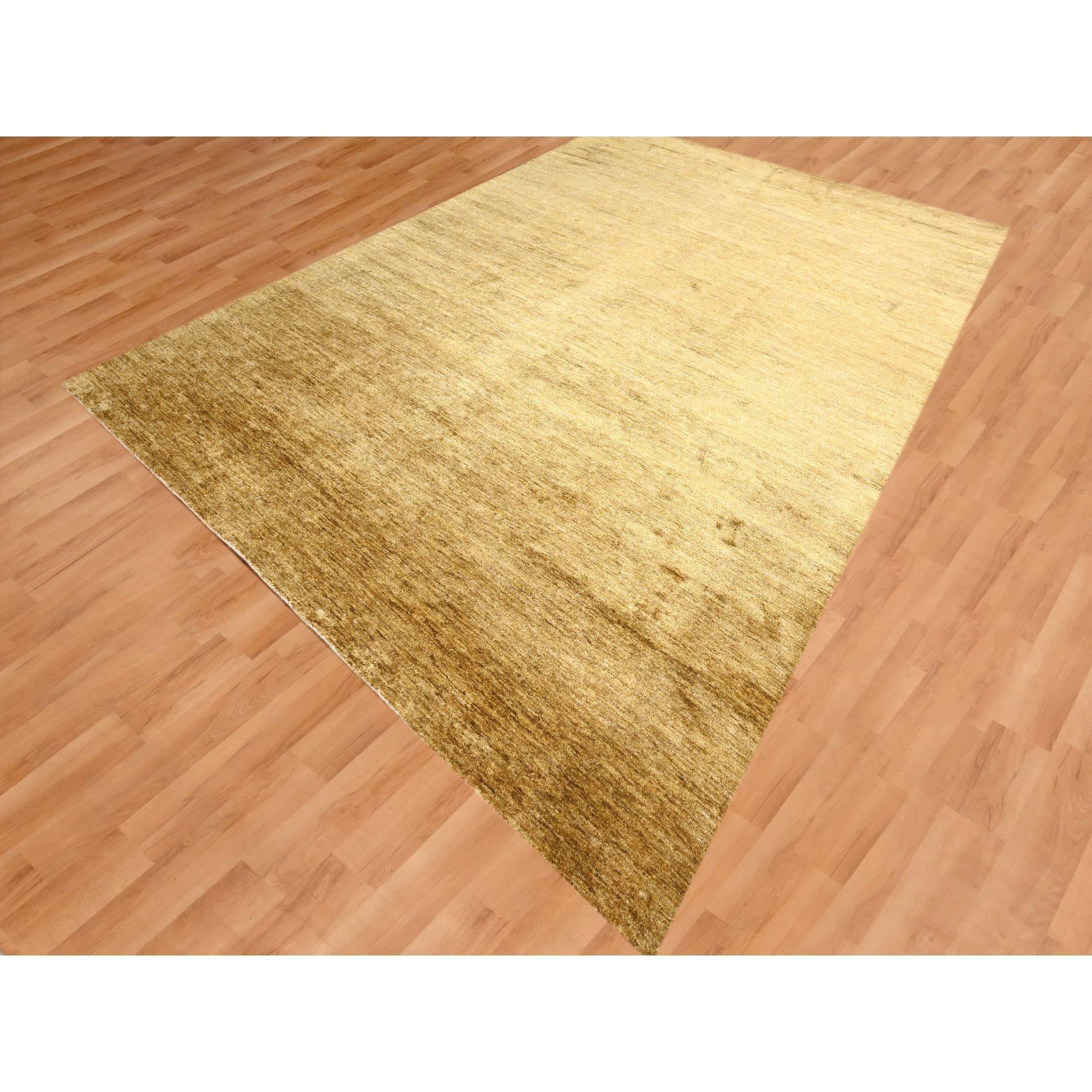 Moderne Brown Plain Solid Design Soft Pile Pure Sari Silk Hand Knotsted Rug 8'11