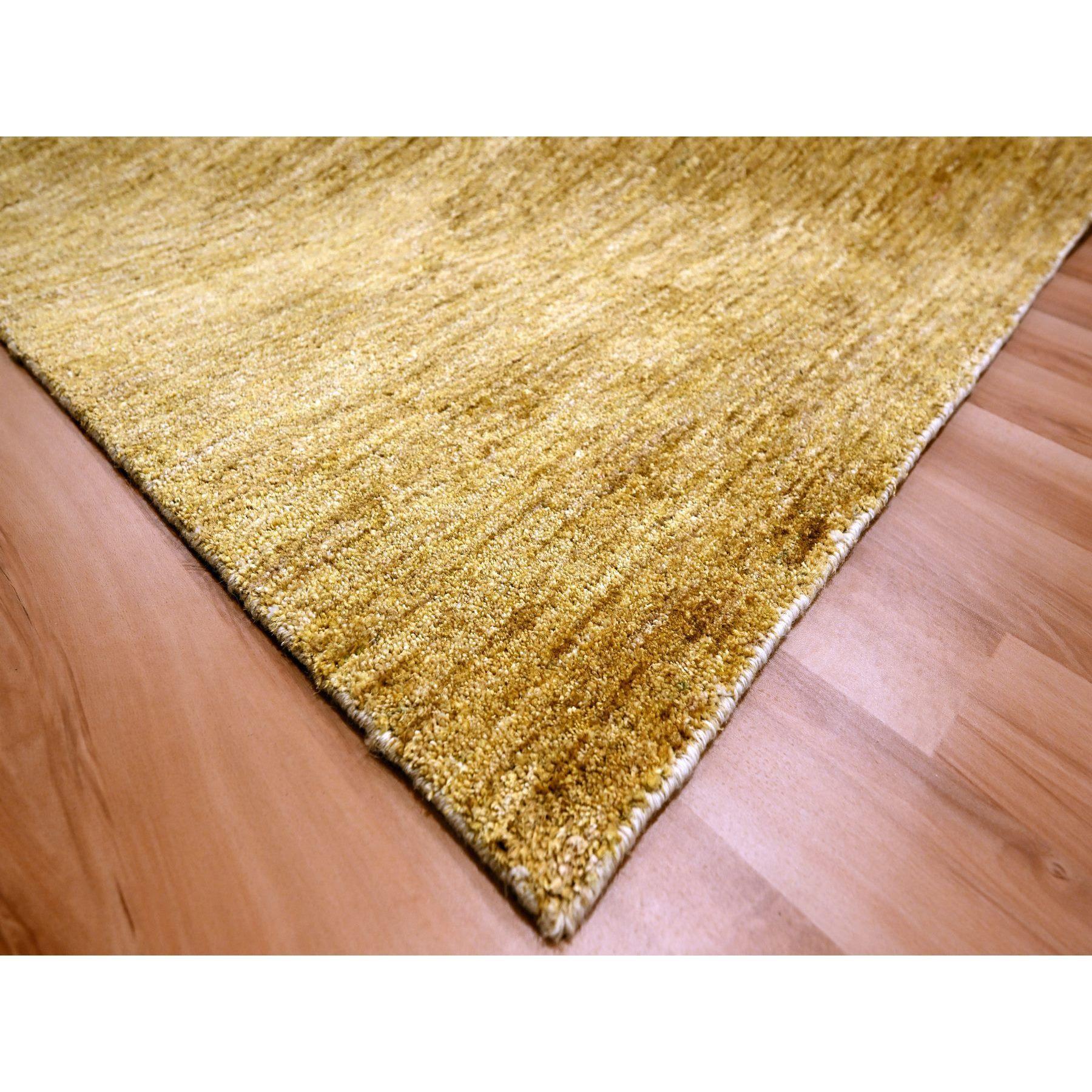 Brown Plain Solid Design Soft Pile Pure Sari Silk Hand Knotsted Rug 8'11