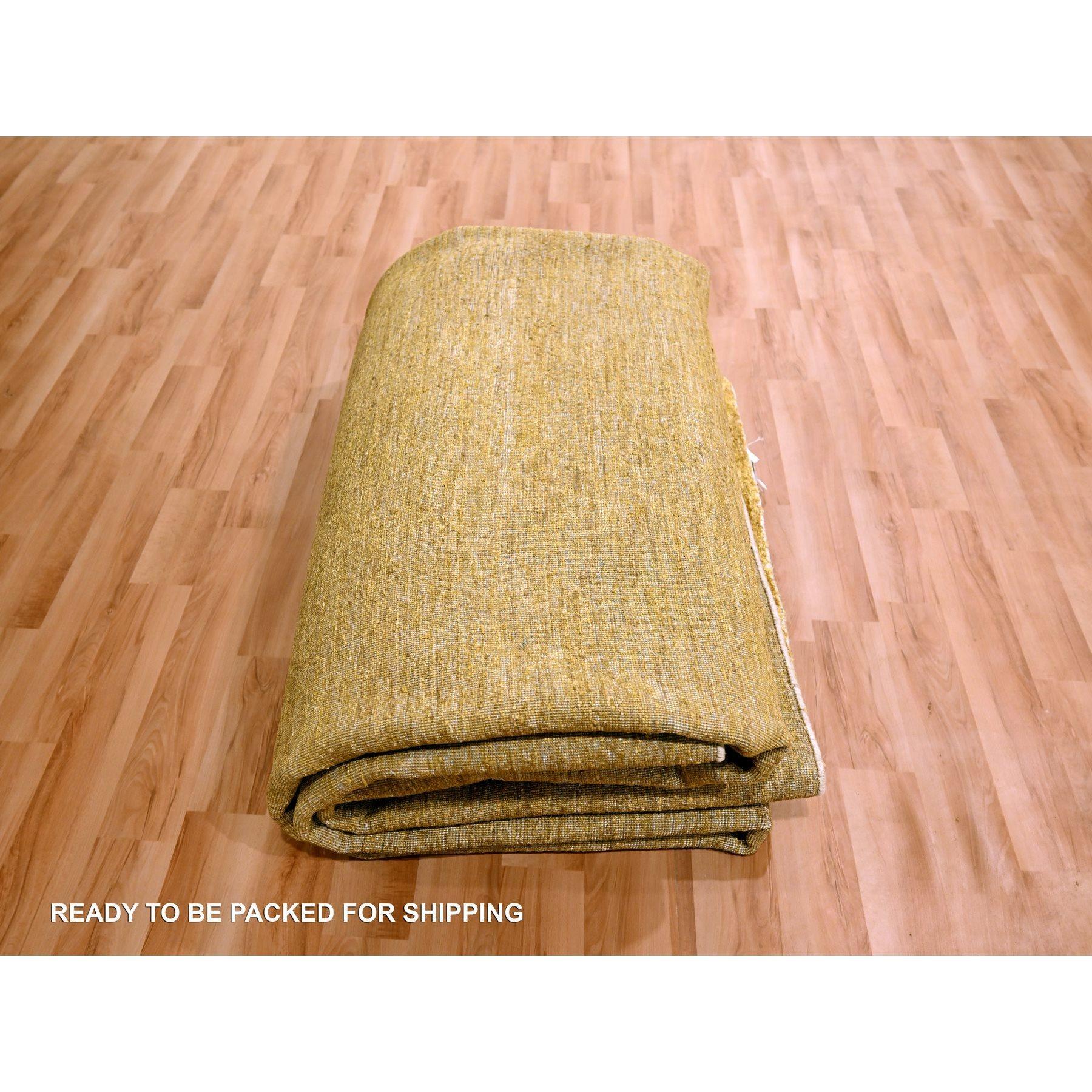 Brown Plain Solid Design Soft Pile Pure Sari Silk Hand Knotsted Rug 8'11