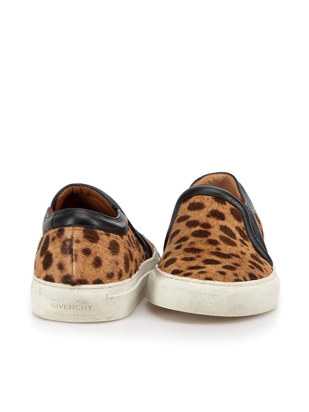 Beige Brown Pony Hair Animal Print Trainers Size IT 38.5 For Sale