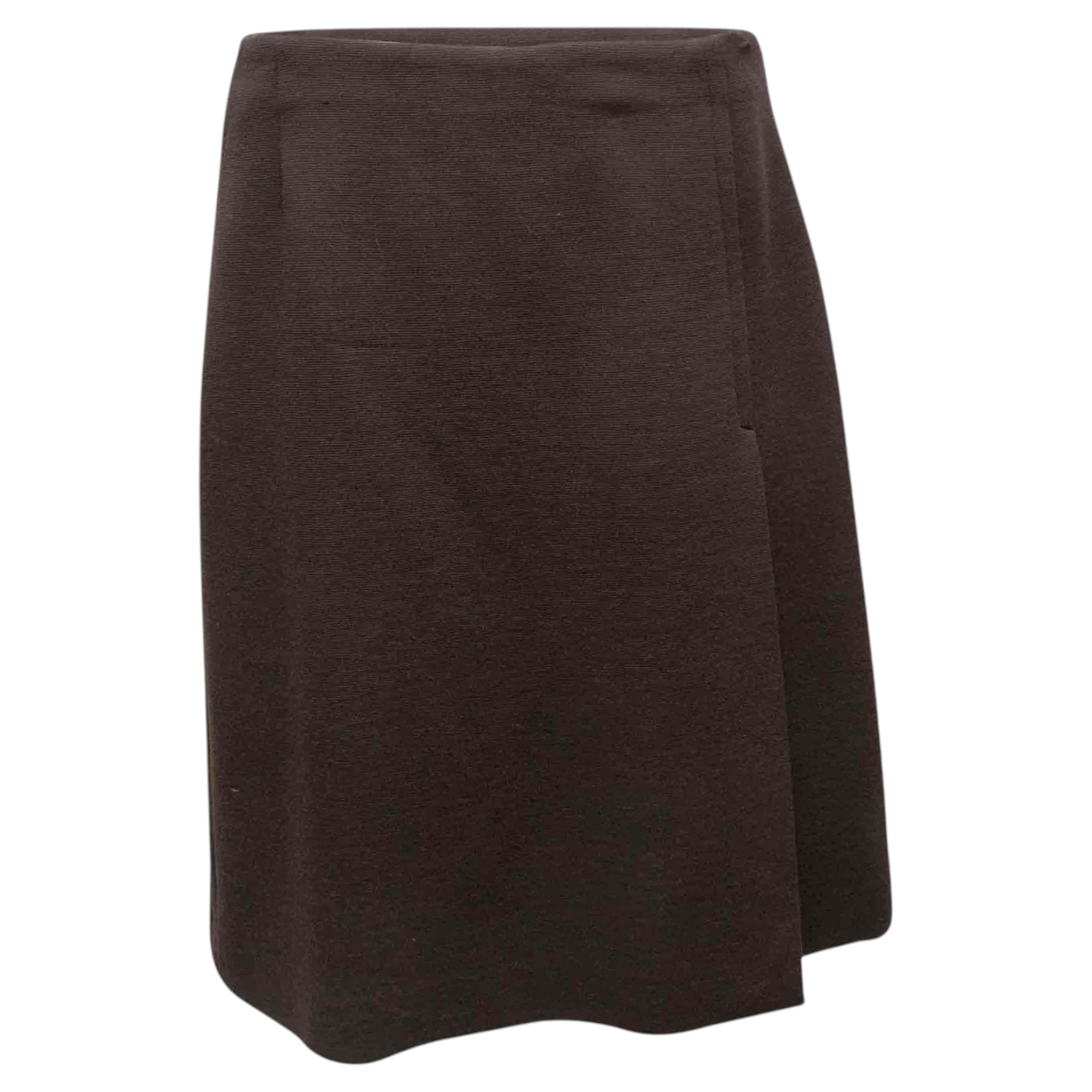 Brown Prada Knee-Length Wool Skirt Size IT 44 For Sale
