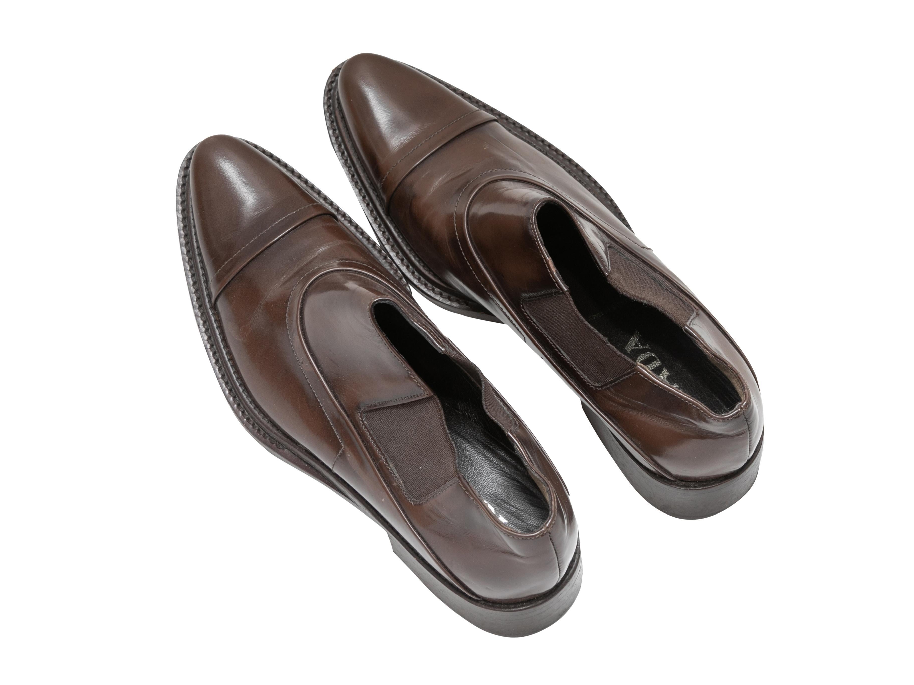 Women's Brown Prada Leather Dress Shoes Size 37.5 For Sale