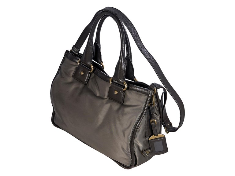 Brown Prada Nylon LeatherTrimmed Shoulder Bag at 1stDibs
