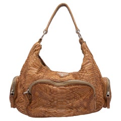 Borsa Hobo Prada in pitone marrone