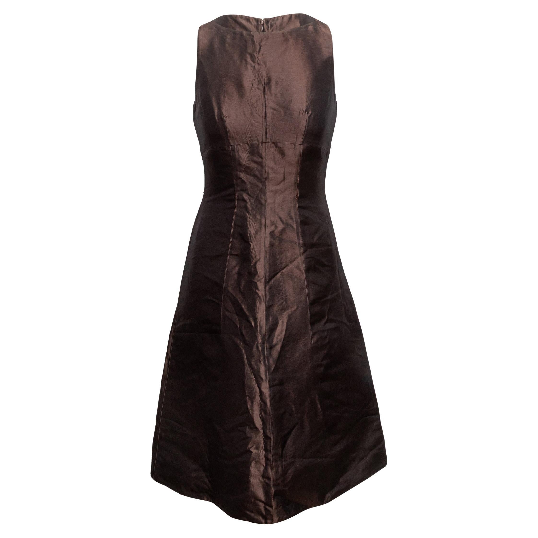 Brown Prada Sleeveless A-Line Dress