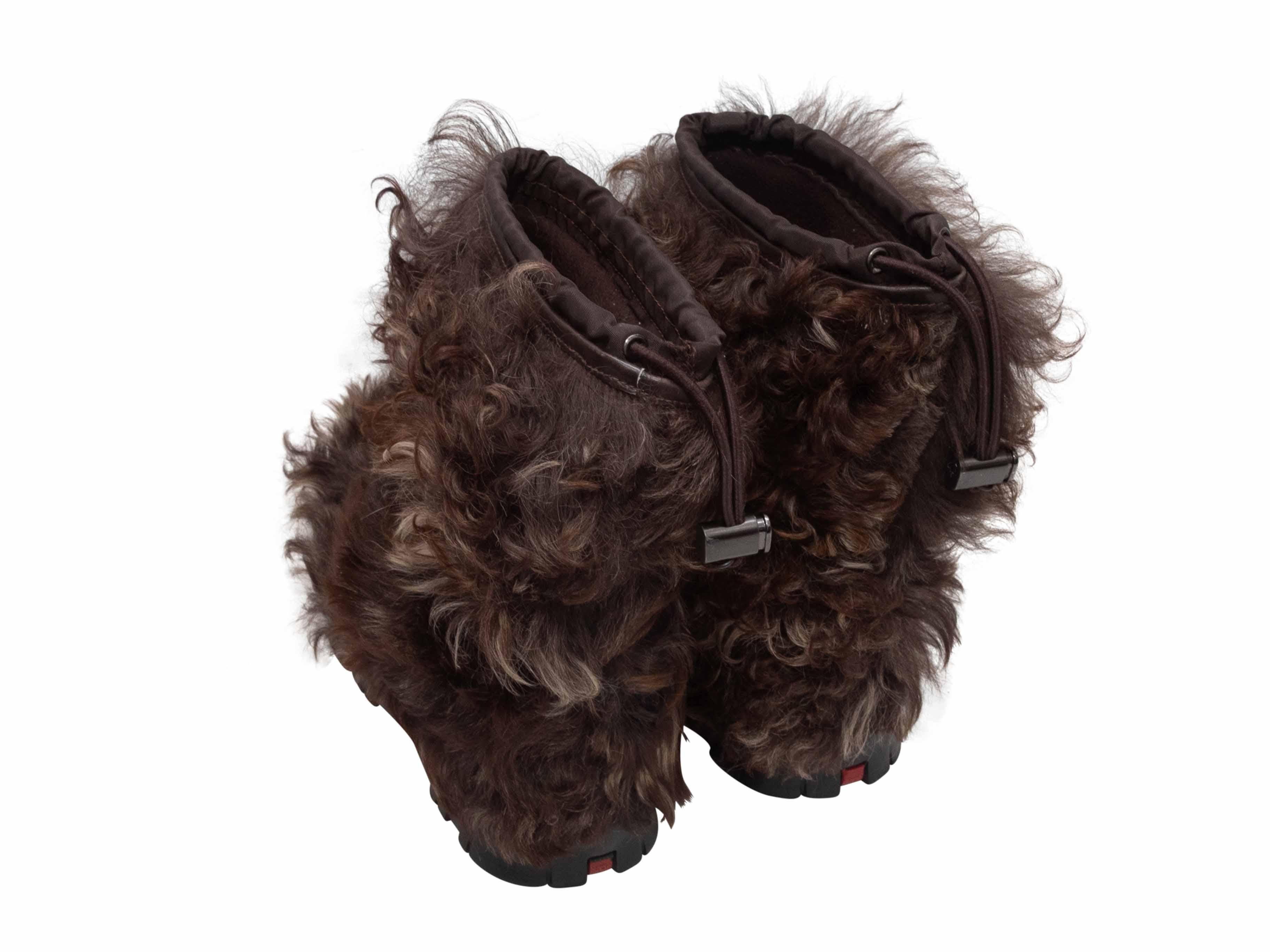 Noir Brown Prada Sport Fur Boots Size 37 en vente