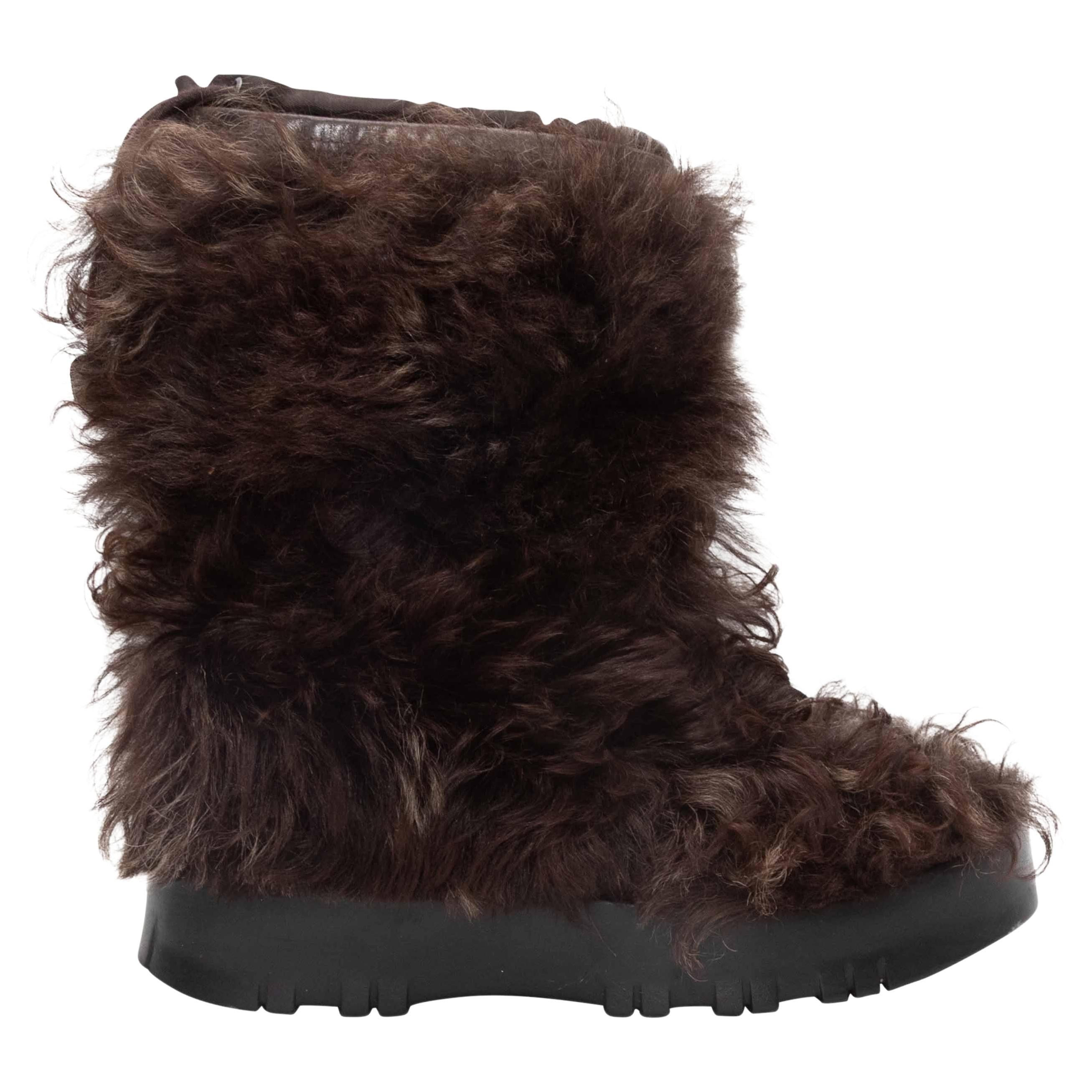 Brown Prada Sport Fur Boots Size 37