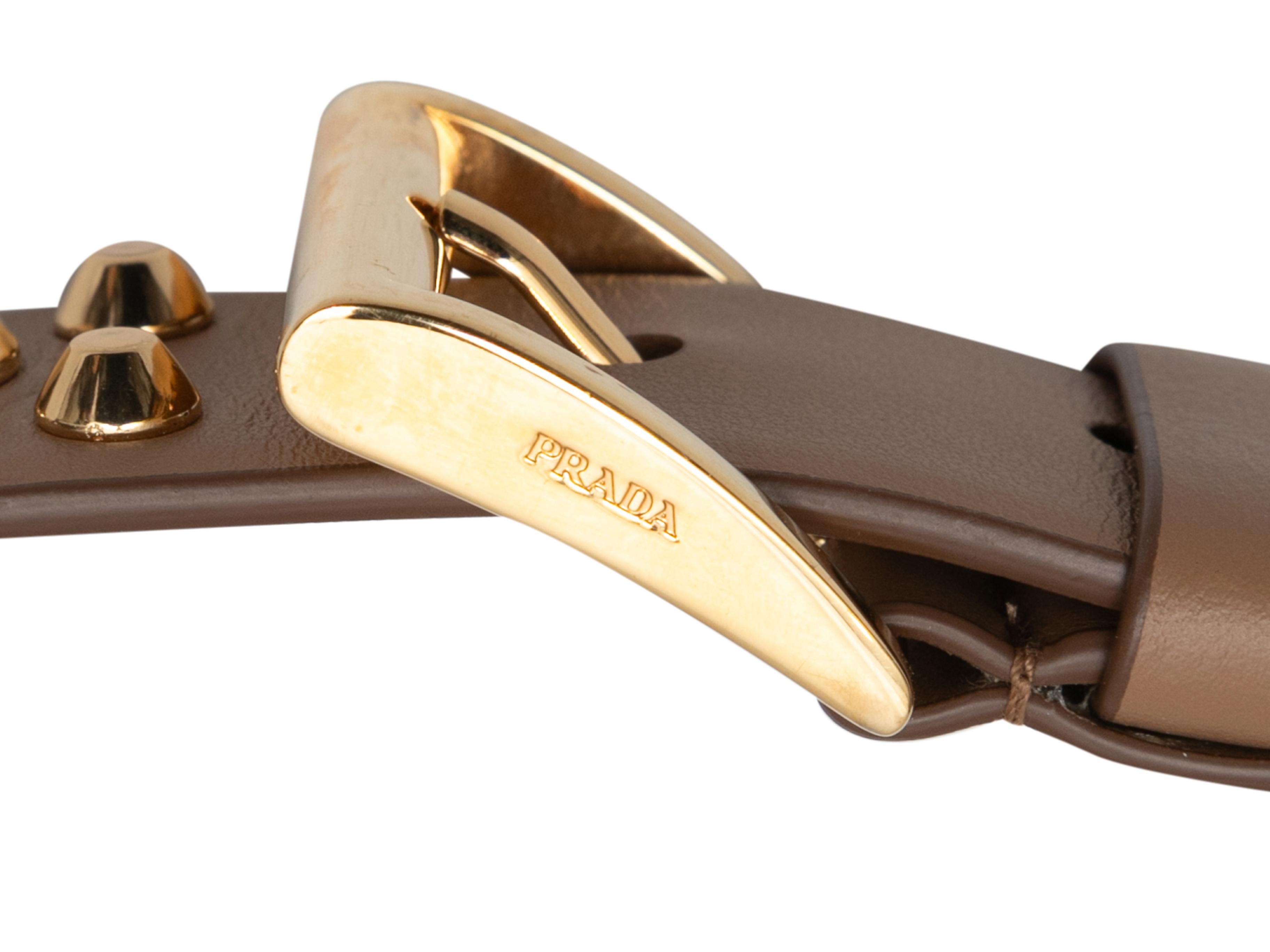 Brown Prada Studded Leather Belt In Good Condition For Sale In New York, NY