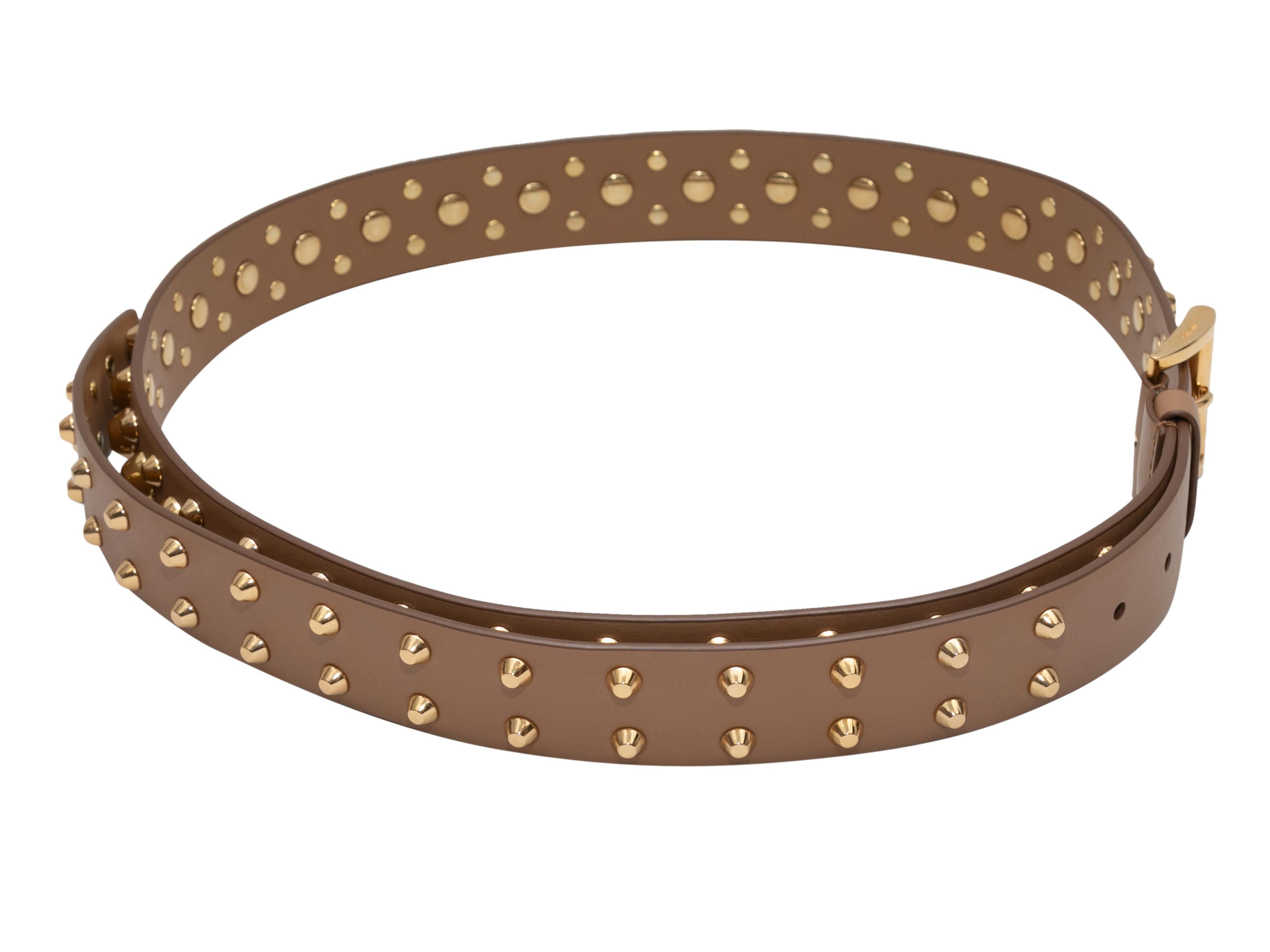 Women's Brown Prada Studded Leather Belt For Sale