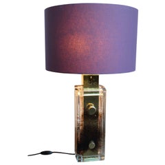 Brown/Purple Glass Table Lamp by Helena Tynell for Glashütte Limburg, End 1970