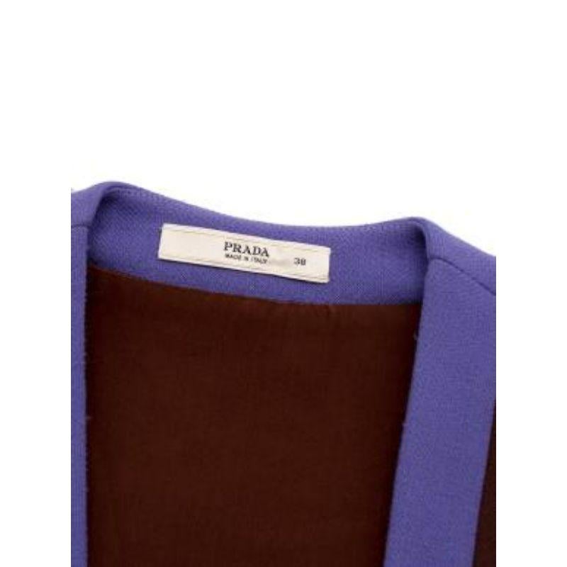 Women's brown & purple wool crepe square-neck shift dress For Sale