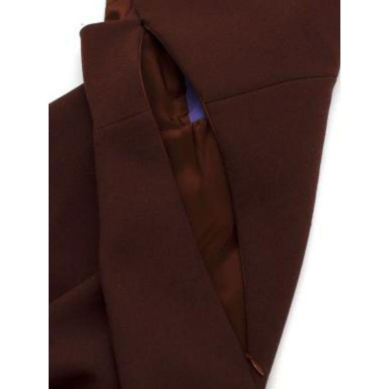 brown & purple wool crepe square-neck shift dress For Sale 3