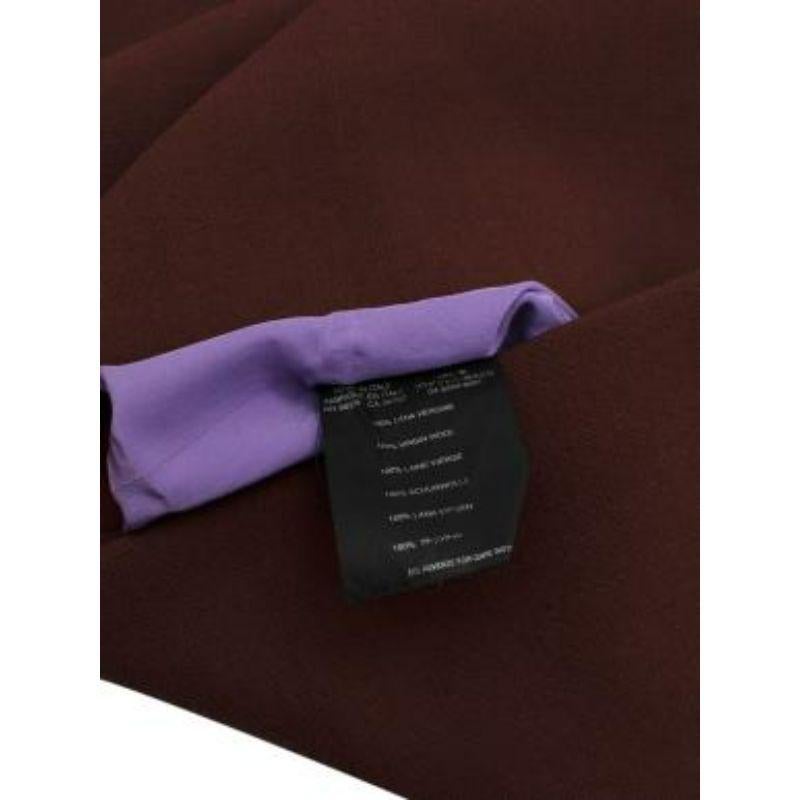 brown & purple wool crepe square-neck shift dress For Sale 4