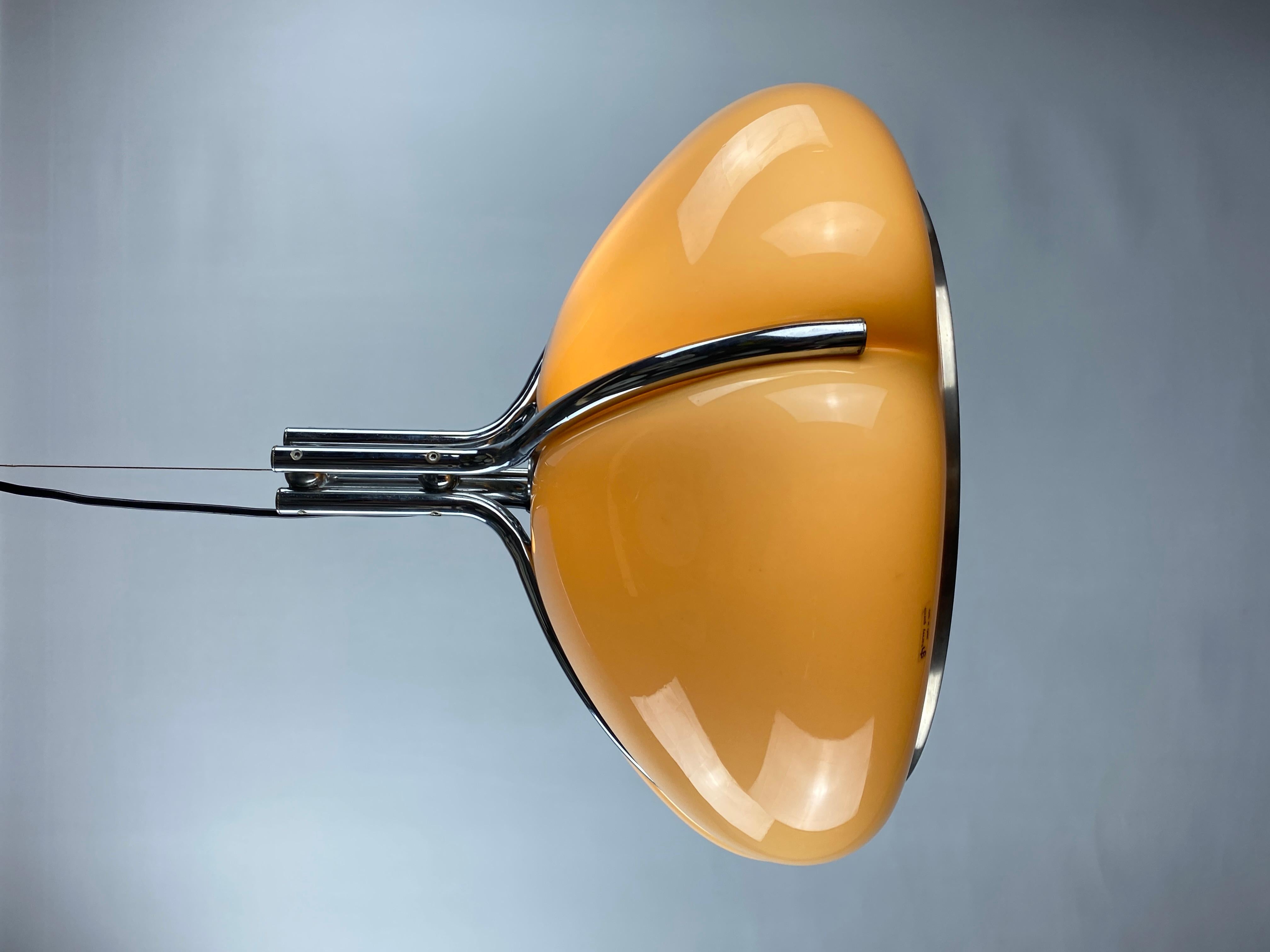 Chrome Lampe suspendue Brown Quadrifoglio, designée par Harvey Guzzini pour Meblo