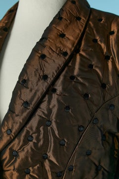 Brown quilted single-breasted jacket with black dots Nathalie Garçon