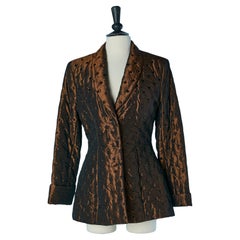 Brown quilted single-breasted jacket with black dots Nathalie Garçon
