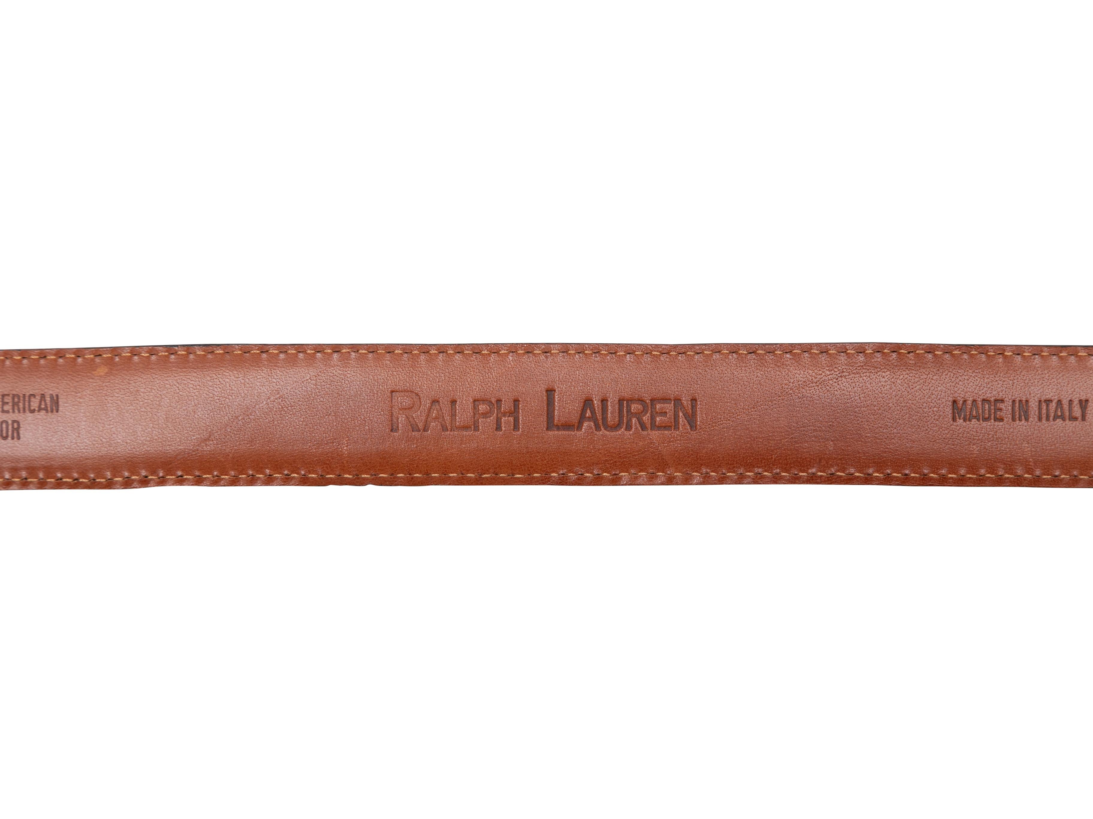 Brown patent alligator belt by Ralph Lauren. Front buckle closure. 1.5