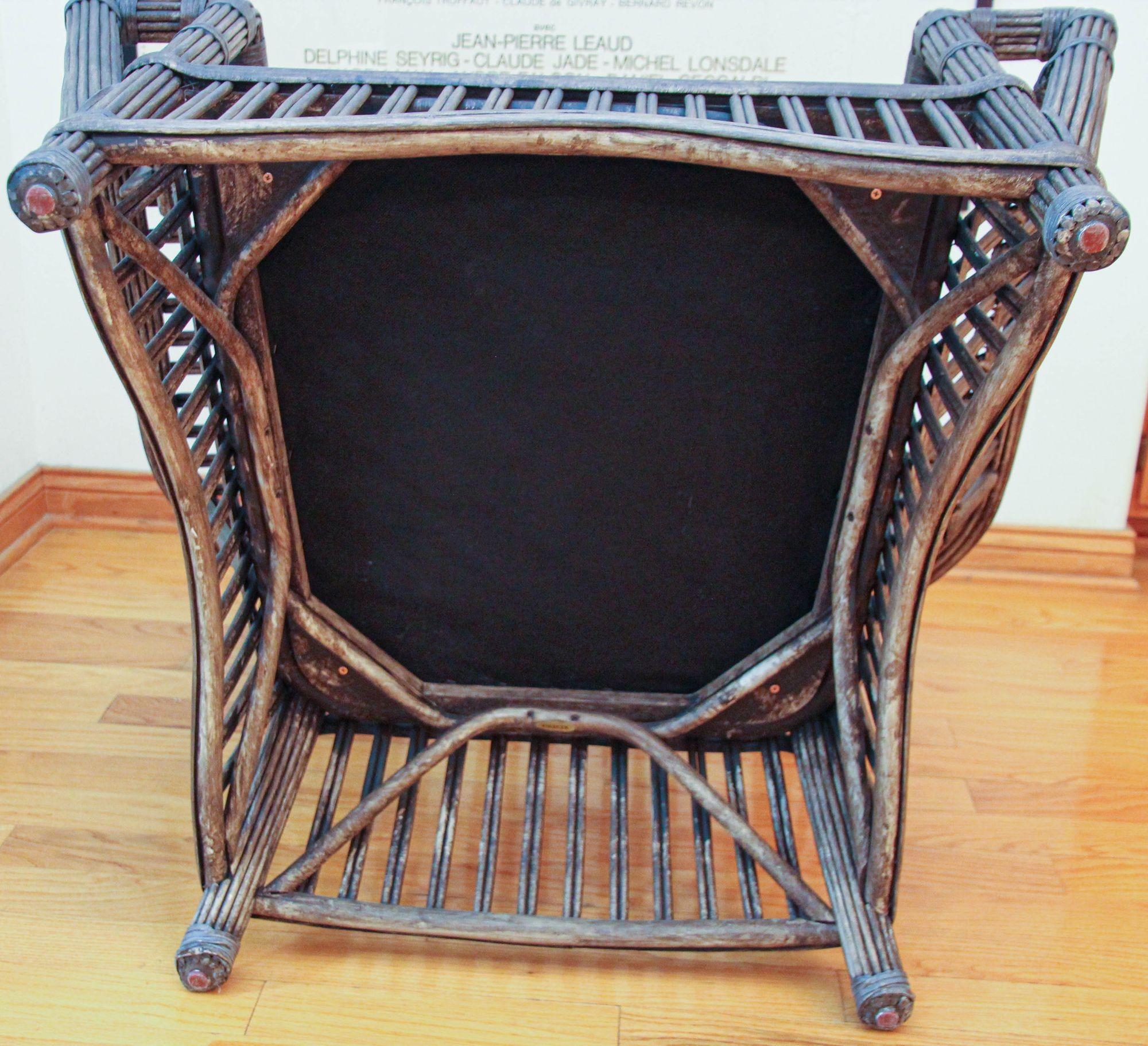 Brown Rattan Wing Wicker President Lounge Armchair Bielecky Brothers Style 7