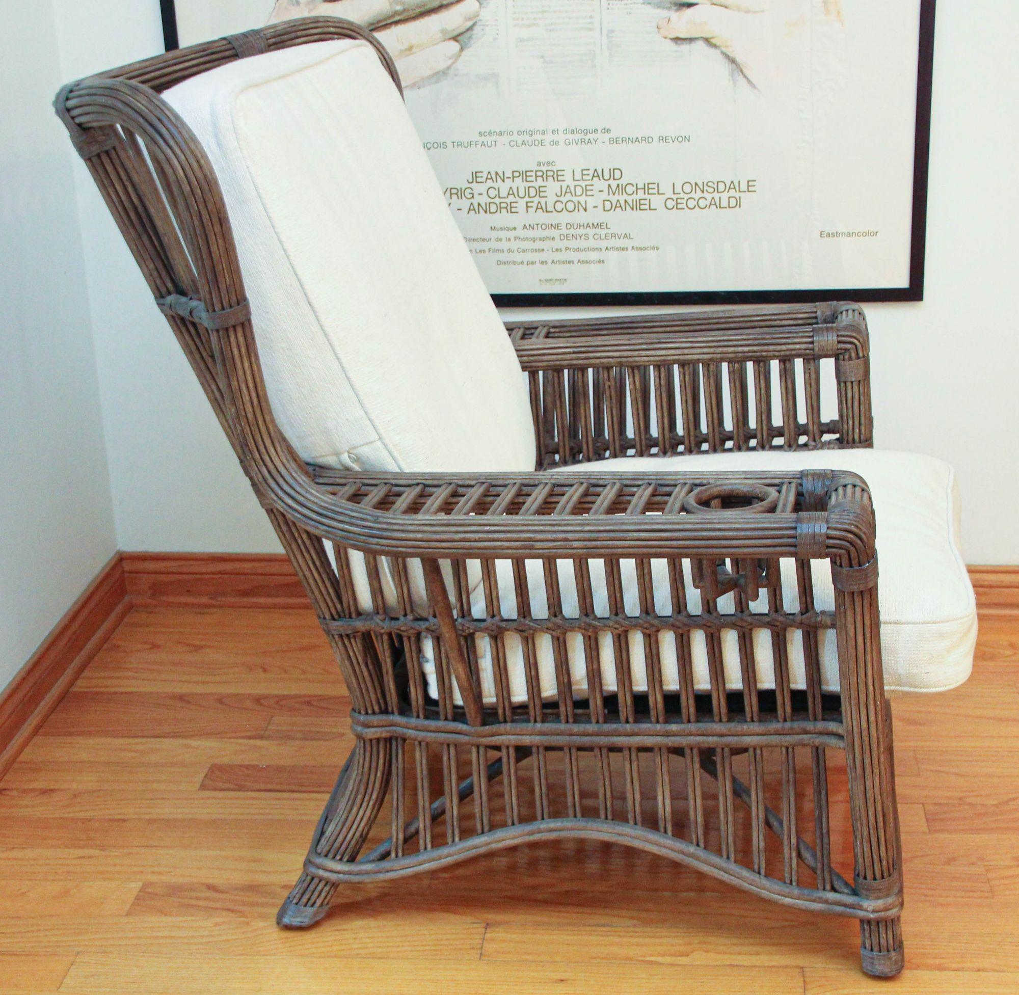 brown rattan armchair