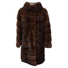 Brown Real Mink Fur Coat M