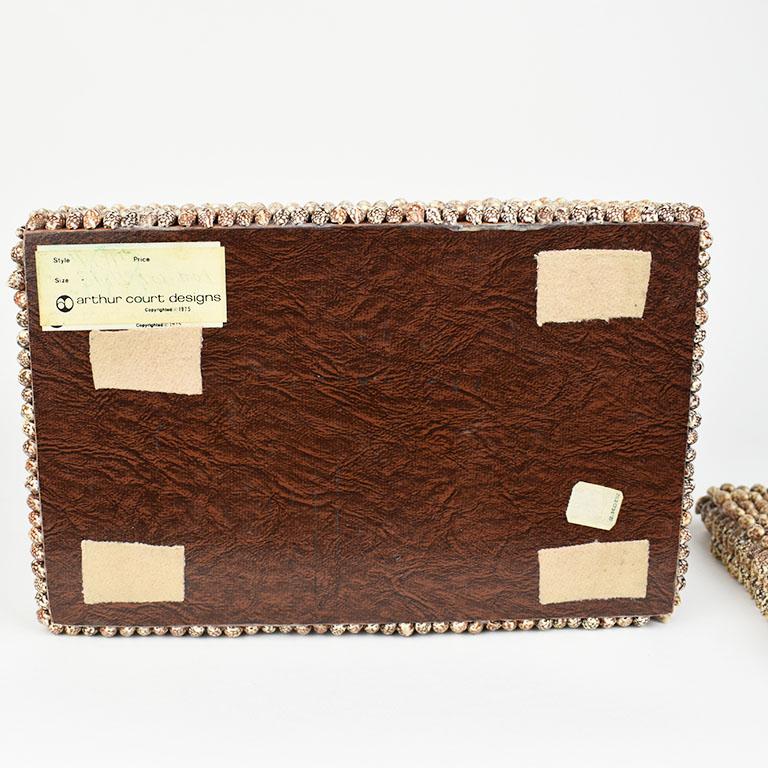 Vintage Coastal Brown Rectangular Sea Shell Covered Box mit Deckel, Arthur Court (20. Jahrhundert) im Angebot