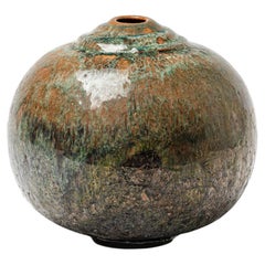 Brown/red and green glazed ceramic vase by Gisèle Buthod Garçon, circa 1980-1990