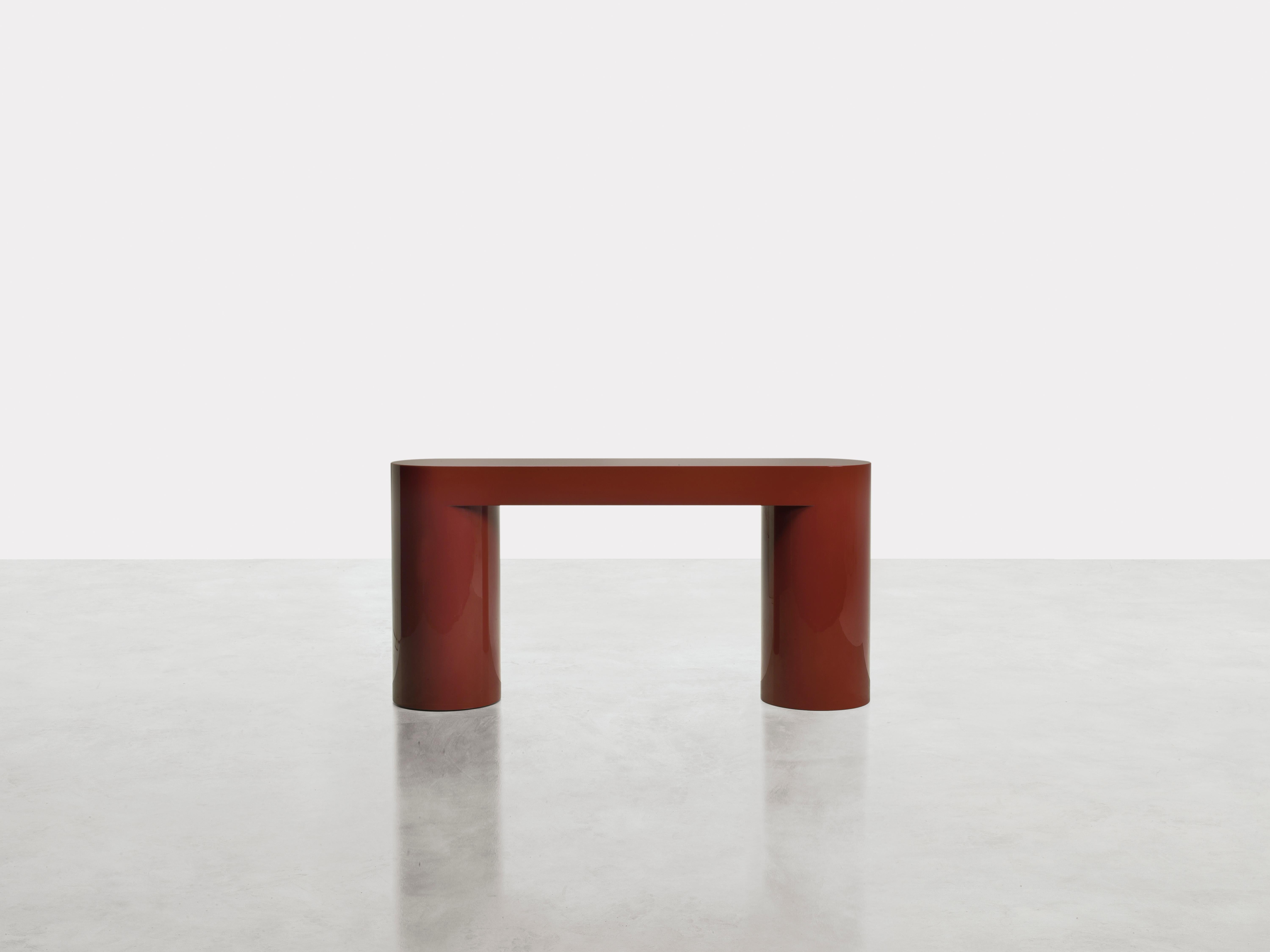 Brown Red Lazy-O Console by Somaschini
Dimensions: W 150 x D 35 x H 75 cm
Materials: Lightened mdf monolithic structure.

Console in N.118 Brown-red lacquered high gloss finish

About: 
Somaschini is a new-born brand, with a strong, innovative