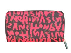 Brown & Red Louis Vuitton x Stephen Sprouse Graffiti Zip Wallet