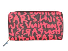 Brown & Red Louis Vuitton x Stephen Sprouse Graffiti Zip Wallet
