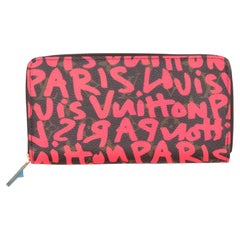 Brown & Red Louis Vuitton x Stephen Sprouse Graffiti Zip Wallet