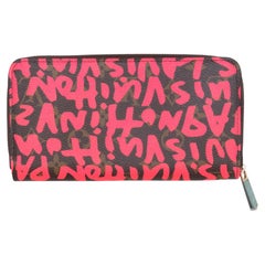 Brown & Red Louis Vuitton x Stephen Sprouse Graffiti Zip Wallet