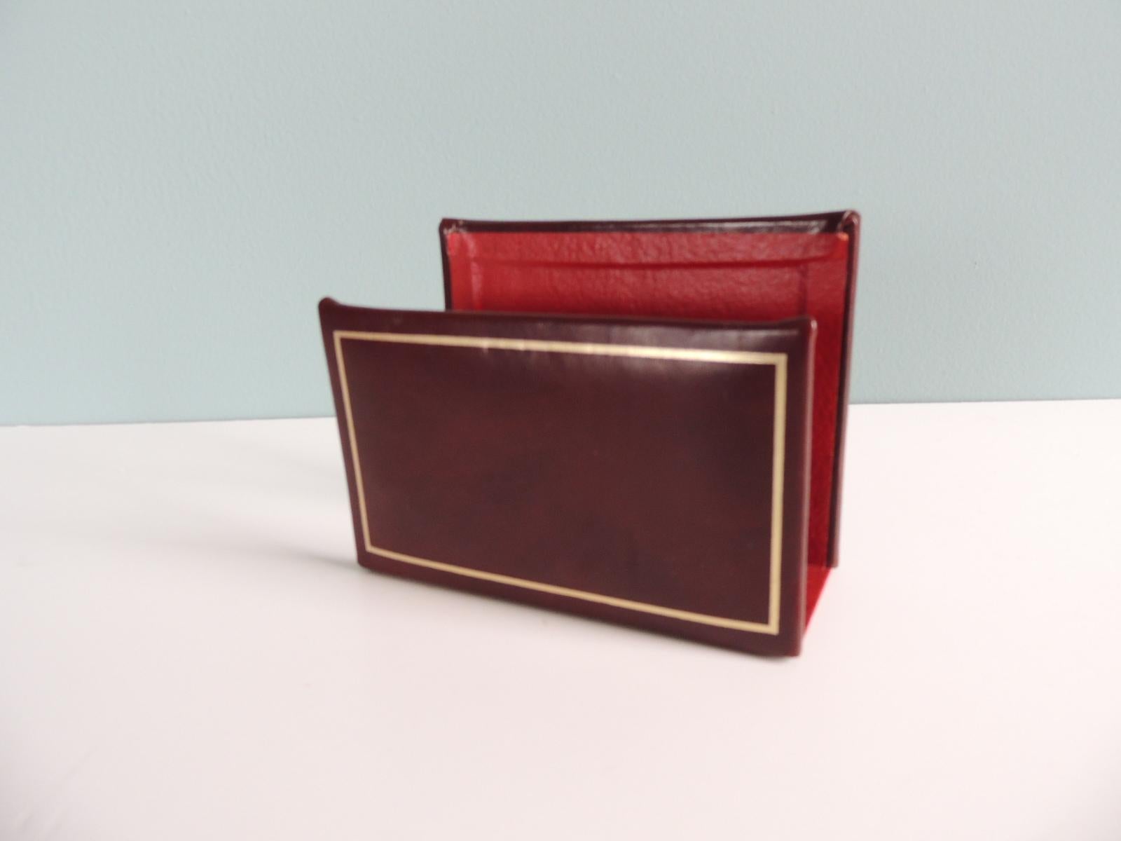 Embossed Brown Reddish Leather Stationary or Letter Holder For Sale