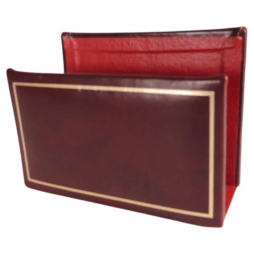 Brown Reddish Leather Stationary or Letter Holder For Sale
