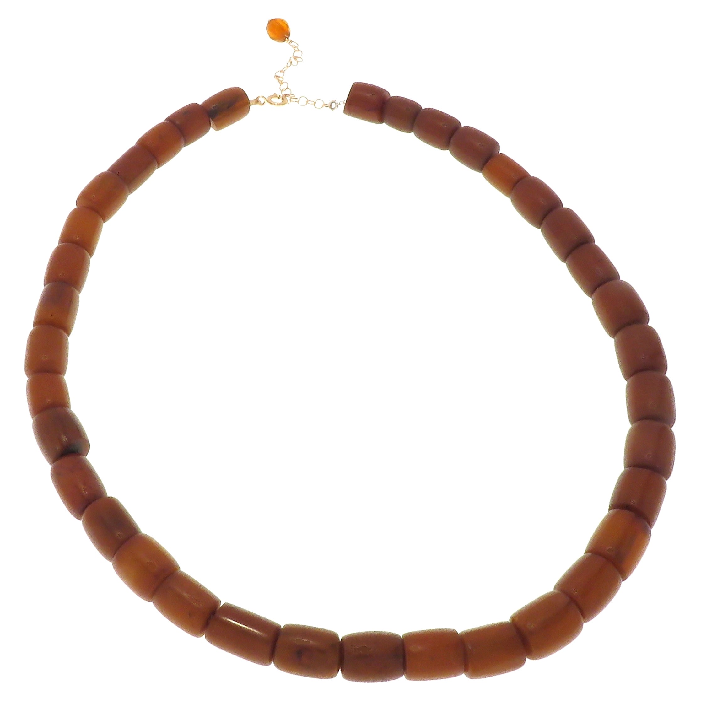 Collana in resina marrone, oro rosa e argento 925, realizzata a mano in Italia