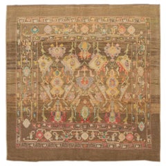 Brown Revival Square Handmade Wool Rug