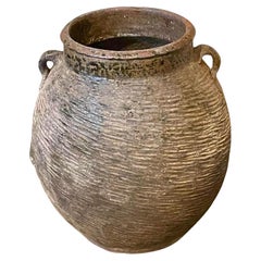 Brown Rib Textured Two Handled Vase, China, 19th Century