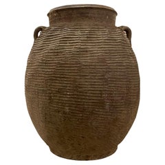 Brown Rib Textured Two Handled Vase, China, Contemporary