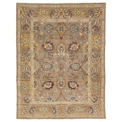 Tappeto moderno in lana Sultanabad Rugs marrone con motivo trifoglio